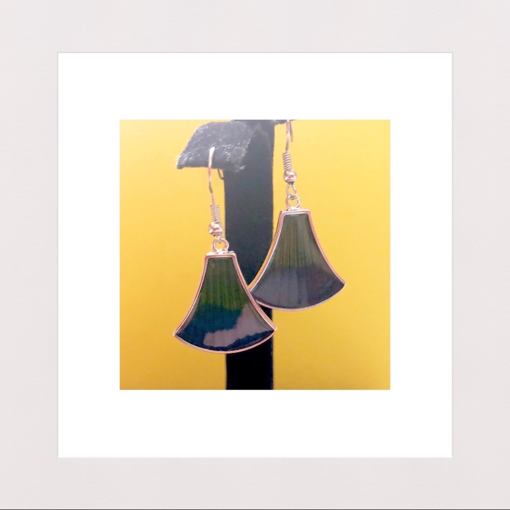 Blue/Green Fan Shaped Earrings